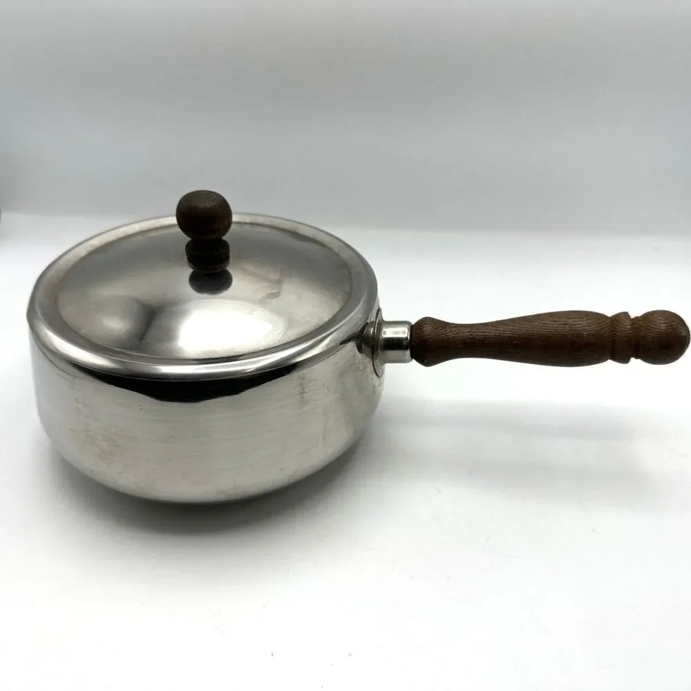 Stainless Steel Sauce Pot Wooden Handle made in Japan **SEE DESCRIP**